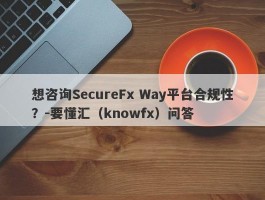 想咨询SecureFx Way平台合规性？-要懂汇（knowfx）问答