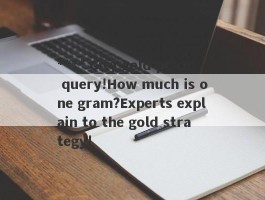 **** City gold price query!How much is one gram?Experts explain to the gold strategy!