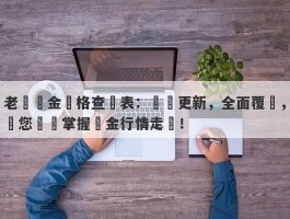 老廟黃金價格查詢表：實時更新，全面覆蓋，讓您輕鬆掌握黃金行情走勢！