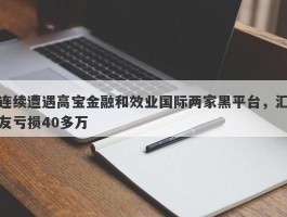 连续遭遇高宝金融和效业国际两家黑平台，汇友亏损40多万