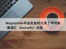 MagnaSale平台出金好几天了没到账-要懂汇（knowfx）问答