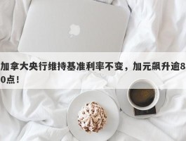 加拿大央行维持基准利率不变，加元飙升逾80点！