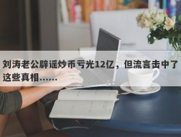 刘涛老公辟谣炒币亏光12亿，但流言击中了这些真相......