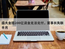 盛大金禧200亿资金无法兑付，董事长失联半月