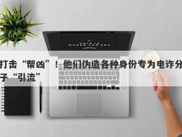 打击“帮凶”！他们伪造各种身份专为电诈分子“引流”