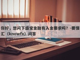 你好，想问下盛宝金融有入金要求吗？-要懂汇（knowfx）问答