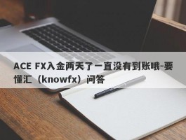 ACE FX入金两天了一直没有到账哦-要懂汇（knowfx）问答