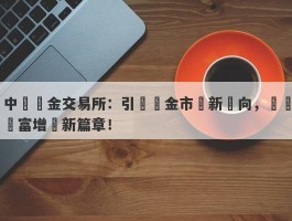 中國黃金交易所：引領黃金市場新風向，開啟財富增長新篇章！