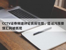 CCTV证券频道评论员蒋钰锟，造谣污蔑要懂汇网被抓现